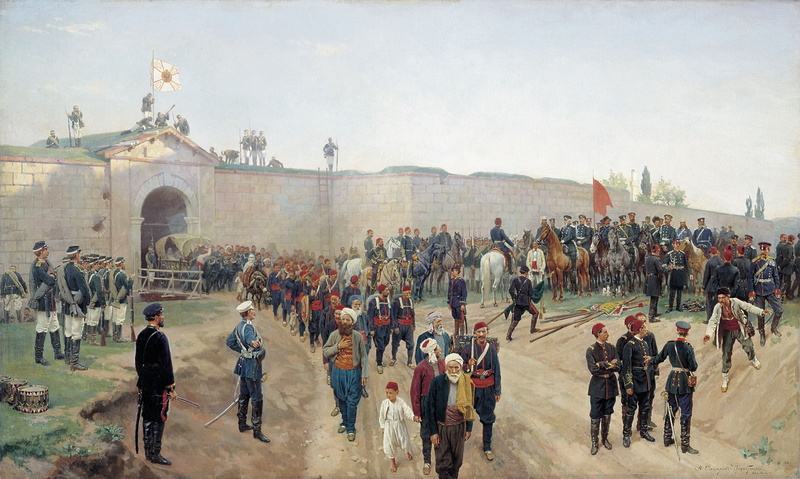 prisoners, fortress, The surrender of the fortress Nikopol July 4, Nikolai DMITRIEV-ORENBURG, 1080P, 1877. 1883, Canvas