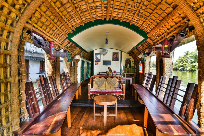 indoors, seat, real people, place of worship, 4K, chair, india, houseboat, coconut, empty, water, illuminated, tourism, house, building, travel, kerala