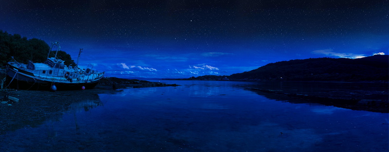 reflection, landscape, dark, beach, mountain, shore, sky, water, 5K, space, scenics - nature, skyline, tranquil scene, lake, night, stars, astronomy, scotland