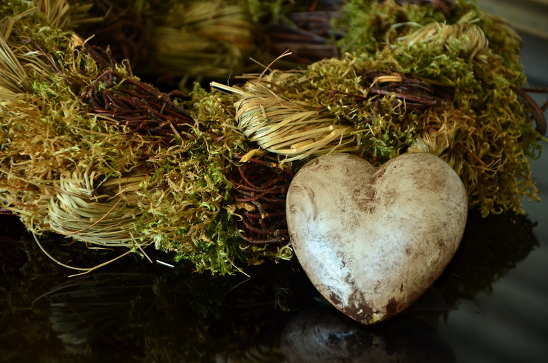 growth, vegetable, selective focus, silver heart, wellbeing, green, trauerkarte, nature, close-up, food, plant, wreath, heart, autumn, 4K, organic, decoration