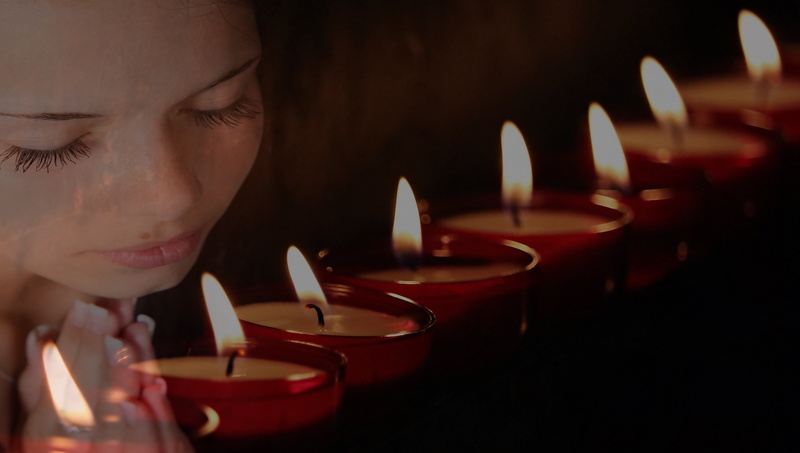 one person, teenager, girl praying, portrait, praying woman, consolation, symbol, girl, spirituality, women, memorial candles, adult, meditation, tealight