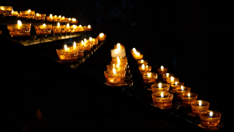 altar, fire - natural phenomenon, lighting equipment, faith, candles, place of worship, religious, photography, respect, dark, architecture, belief, fire