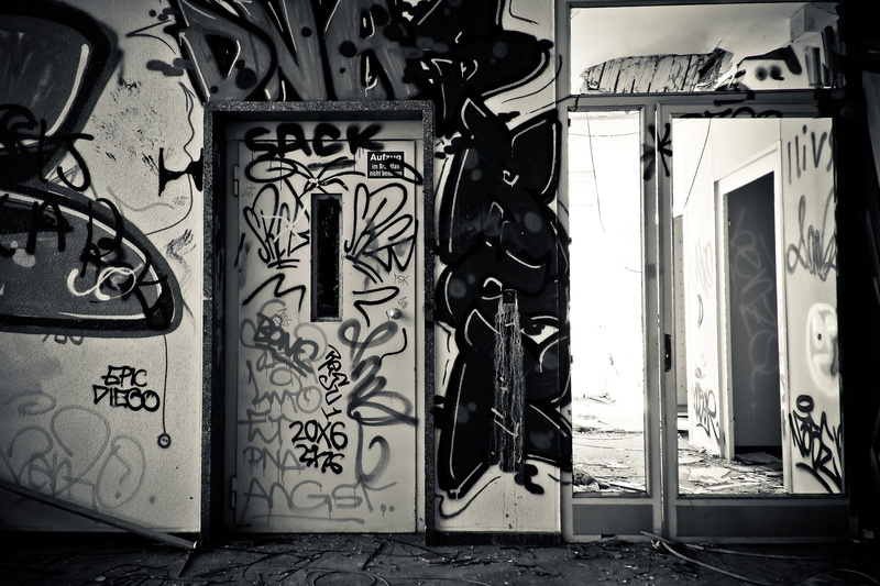 mood, abandoned, entrance, old, vandalism, house, past, building exterior, doors, metal, scruffy, unused, destruction, building, lost places, creativity