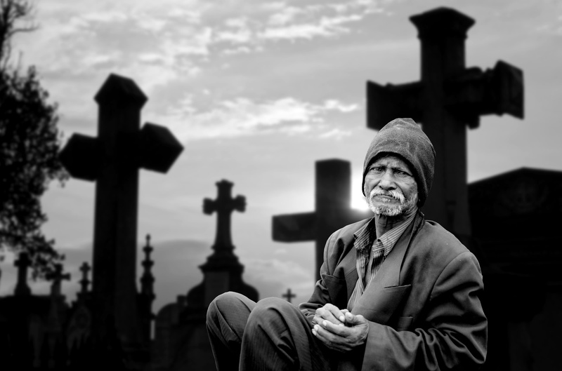 symbol, belief, memory, stone, sculpture, farewell, spirituality, leave, death, miss, man, old, sadness, all saints, sitting, composing, suffering, photo montage