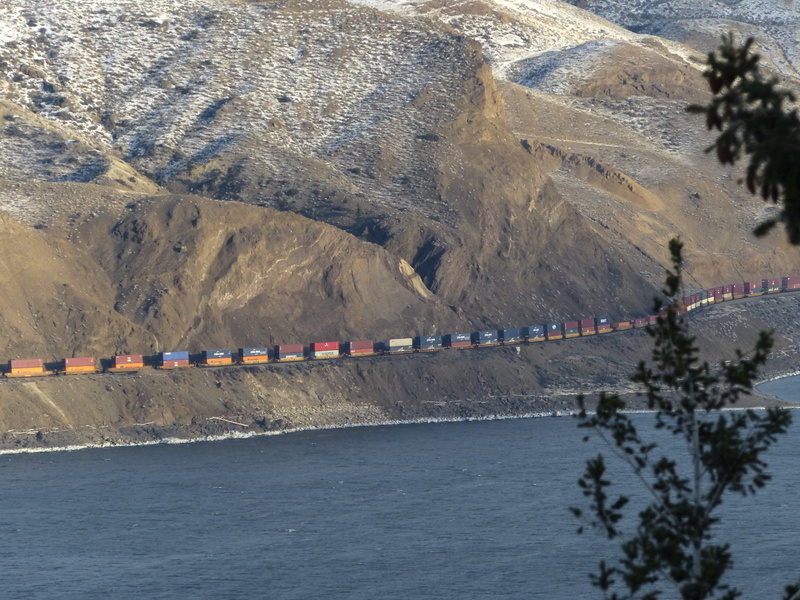 nature, freight train, scenic, mountain, waterfront, water, snow, group of people, frigid, british columbia, outdoors, high angle view, 4K, day, cold