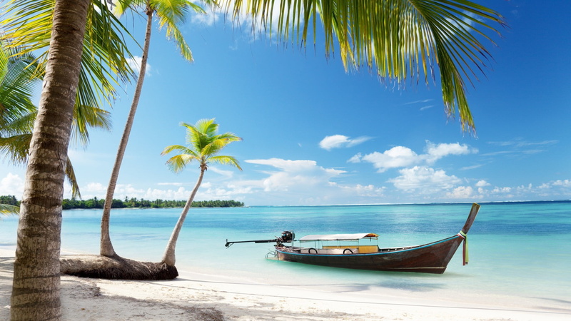 land, tropical climate, scenics - nature, landscape, boat, 1080P, mode of transportation, near, tranquility, tranquil scene, nature, shoreline, nautical vessel