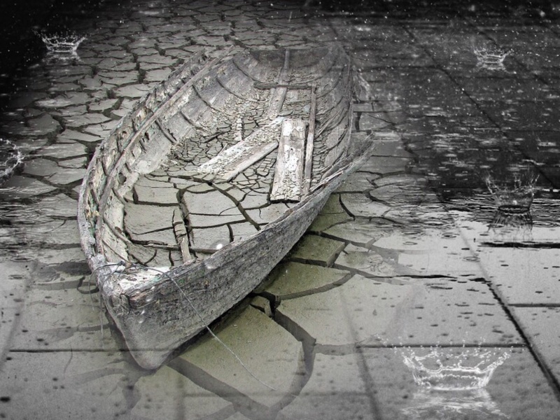 sureal, pavement, art and craft, close-up, gloomy, atmosphere, datailaufnahme, mood, street, nature, wall, storm, footpath, ship, broken, weather, water