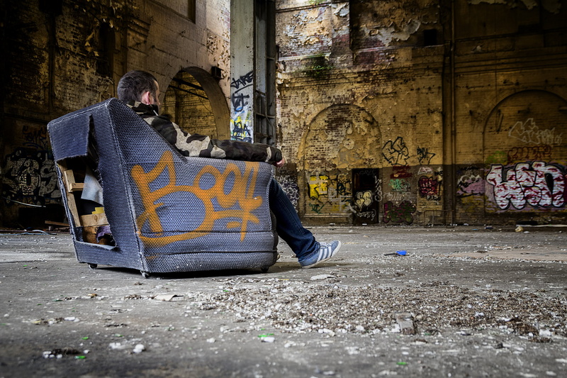 mucus, dirt, devastation, graffiti, contemplation, garbage, chair, hangar, male, 1080P