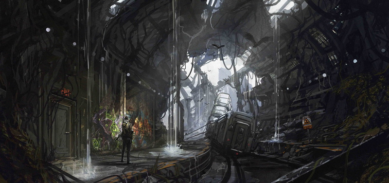 4K, people, devastation, art, station, water, subway, train, metro, ruins, weapons, artwork, Jonathan Powell, cars, failures