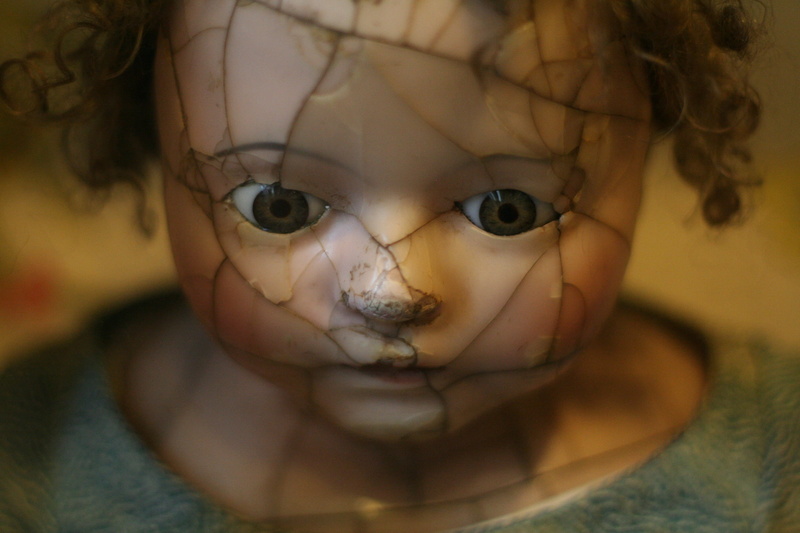 child, representation, front view, doll, one animal, creepy, focus, childhood, human body part, brown, innocence, offspring, old, selective, porcelain