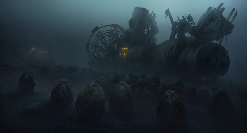 horror, Yuri Hill, 1080P, artwork, aliens, Eggs (Alien), science fiction