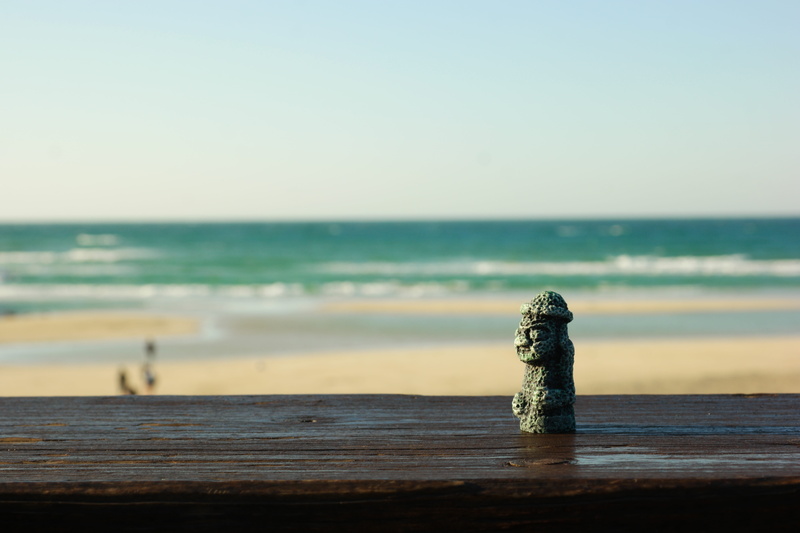 clear sky, land, jeju island, vacation, water, beauty in nature, sky, pm, copy space, beach, outdoors, focus on foreground, sand, no people, horizon over water