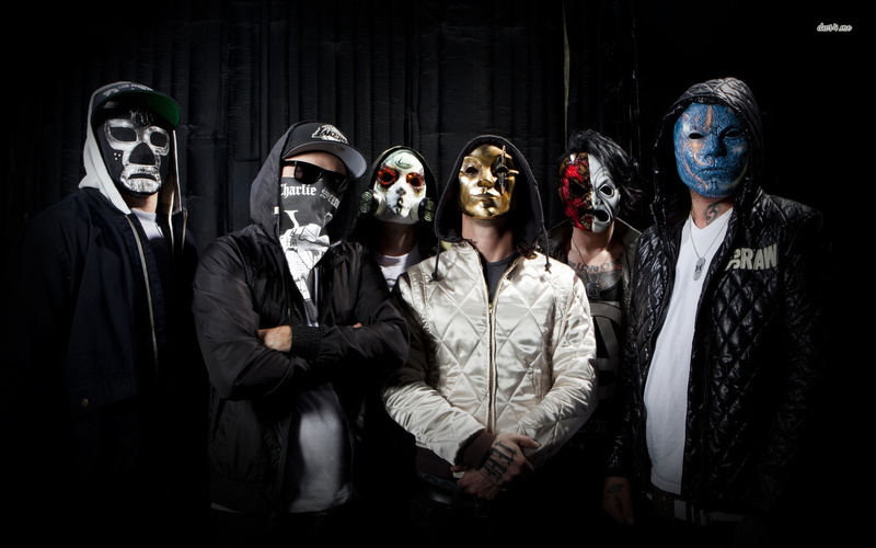Hollywood undead, group of people, real people, people, men, representation, front view, waist up, human representation, dark, women, three quarter length
