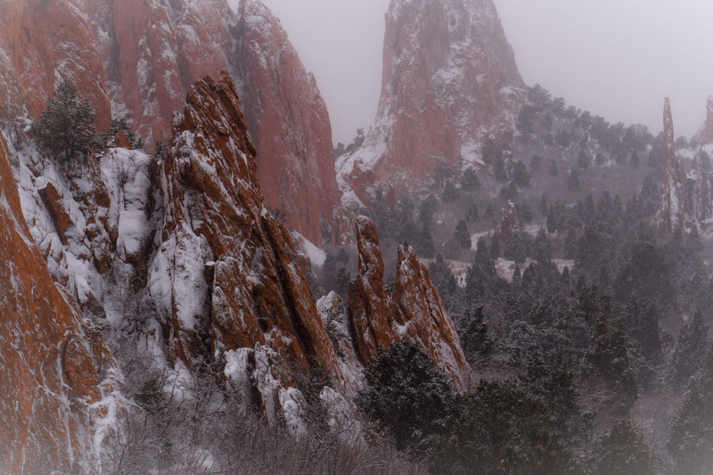 outdoors, sky, plant, tranquil scene, colorado springs, beauty in nature, fog, non-urban scene, 4K, cold temperature, tranquility, garden of the gods visitor and nature center