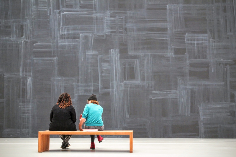 rear view, Gallery, built structure, women, boys, childhood, Visitors, two people, museum, gallery, see, men, indoors, leisure activity, females, full length