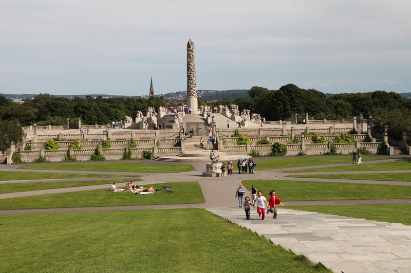 visitor, crowd, oslo, parking, built structure, real people, large group of people, plant, stairs, norway, travel, architectural column, history, travel destinations