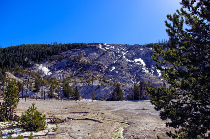 growth, scenics - nature, tranquil scene, plant, outdoors, stench, volcanism, environment, mountain, thermal, national, smoke, wyoming, hot, volcanic, no people