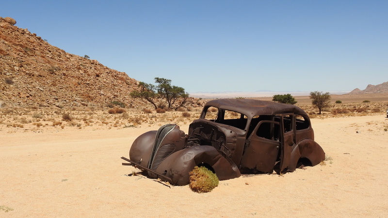 brown, namibia, vintage, clear sky, no people, scenics - nature, ruined, arid climate, wreck, climate, rusted, car, 4K, motor vehicle, garbage, mode of transportation