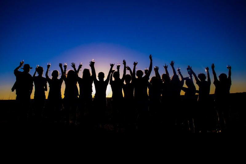 5K, people, group of people, a toast, body part, person, sunset, emotion, copy space, music festival, dartmouth, rock music, silhouette, human limb, music