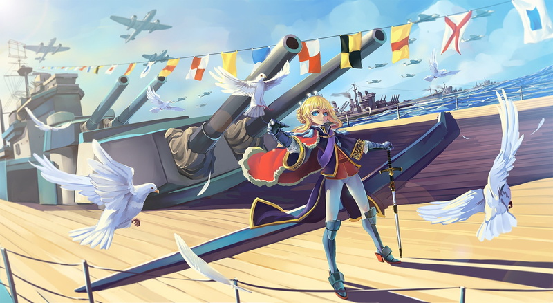 day, no people, cloud - sky, dove, nautical vessel, hanging, sword, bunting, outdoors, low angle view, flag, clothesline, transportation, water, blonde