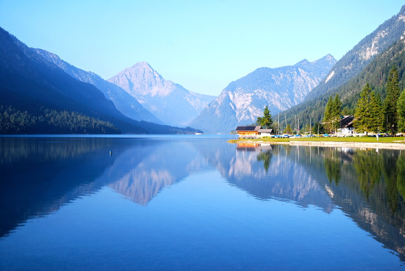 no people, 4K, lake, tranquil scene, bunting forest, beauty in nature, forest, nature, reflection, non-urban scene, tyrol, outdoors, mountain, mountain range