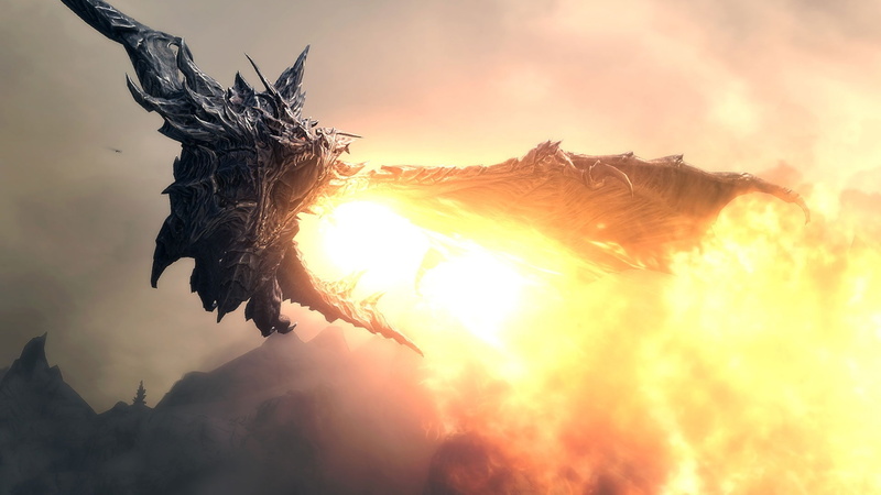 alduin, dragon, The Elder Scrolls V:Skyrim, 1080P