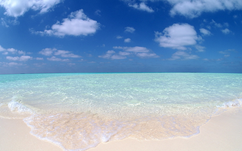 waves, nature, water, sky, blue, clean, body, beach, blue sky, clouds, white, 1080P, large
