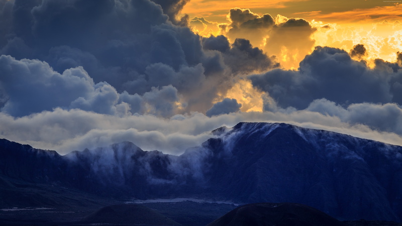 4k, sunset, sunrise, 5K, Haleakala, Maui, sky, volcano, amazing, hawaii, island, blue, mountain, clouds
