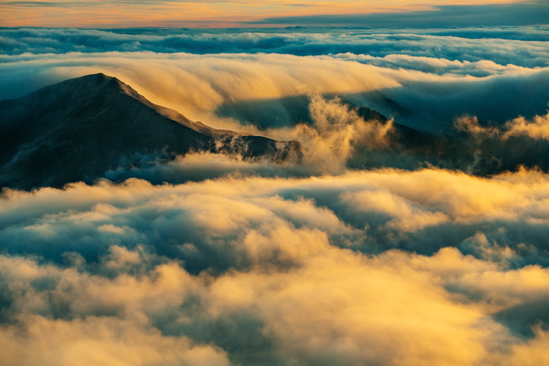 mountain peak, cloud - sky, no people, 5K, environment, beauty in nature, sunset, fluffy, haleakala, idyllic, above, nature, tranquility, united states