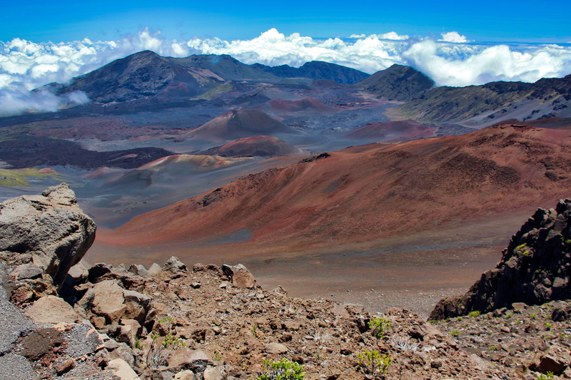 crater, solid, hawaii, mountain, rock, arid climate, tranquil scene, rock - object, cloud - sky, day, sky, semi-arid, scenics - nature, environment, no people