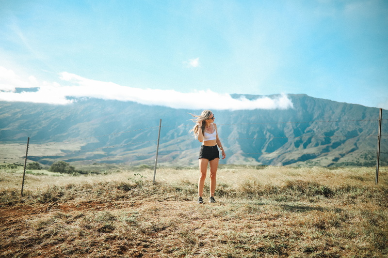 road, scenics - nature, fashion, women, 5K, beauty in nature, environment, cloud - sky, sky, near, land, adult, pose, outdoors, rear view, day, blonde