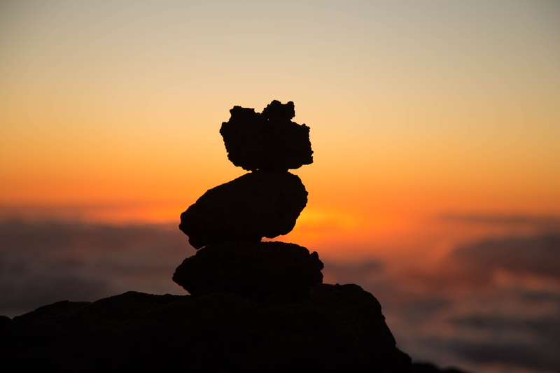 cloud - sky, sculpture, volcano, no people, sky, clouds, haleakala, silhouette, mountain peak, rock - object, outdoors, tranquility, stack, rock, united states