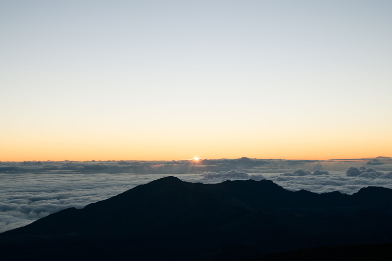 outdoors, beauty in nature, sunrise, haleakalā national park, sea, nature, silhouette, haleakala, mountain, sky, environment, scenics - nature, copy space