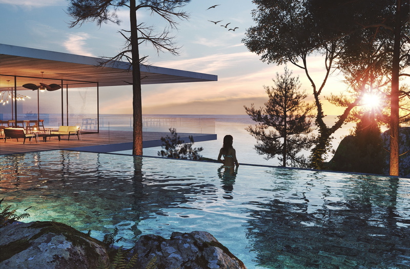 plant, Water, House, reflection, lens flare, Woman, Nature, Island, Holiday, adult, leisure activity, tranquil scene, scenics - nature, Away, Summer, swimming pool