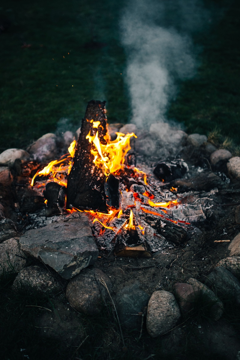 heat - Temperature, woods, flame, Campfire, smoke, vacations, burning, ash, red, solid, coal, no people, smoke - physical structure, log, wood, wood - material