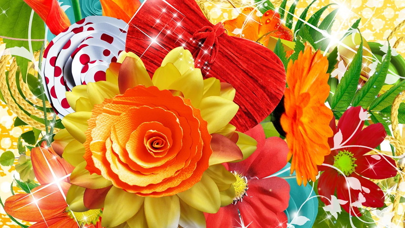 nature and landscapes, fleurs, 1080P, summer, colors, gold, colorful, spring, bright, flowers, heart, orange