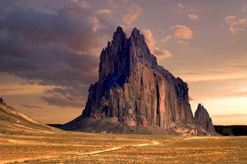 1080P, rock formarion, new, Shiprock Peak, rock, mexico, New Mexico, desert