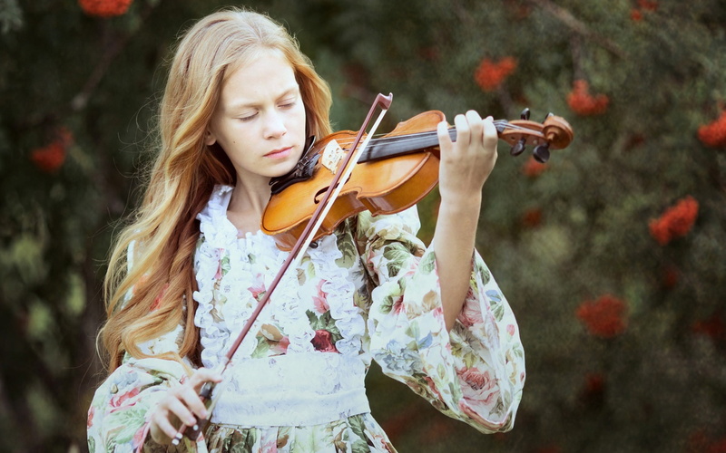 1080P, Girl, Violin, Music, Blonde