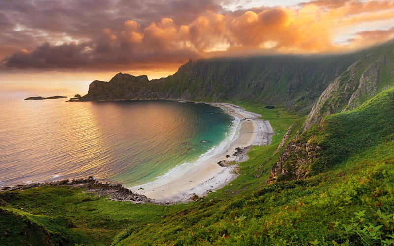 beauty in nature, idyllic, cliff, land, tranquil scene, cloud - sky, k, no people, imac, cliffs, environment, sky, sea, ultra, h, outdoors, sunset, nature
