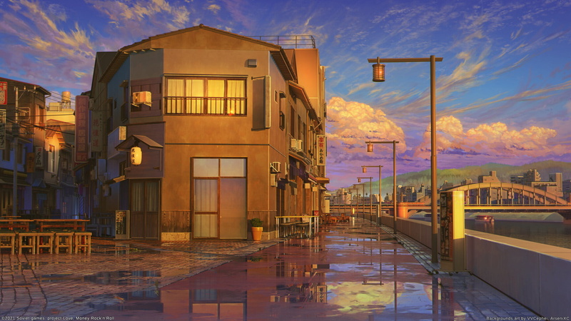 reflection, 1080P, digital art, building, Arseniy Chebynkin, artwork, clouds