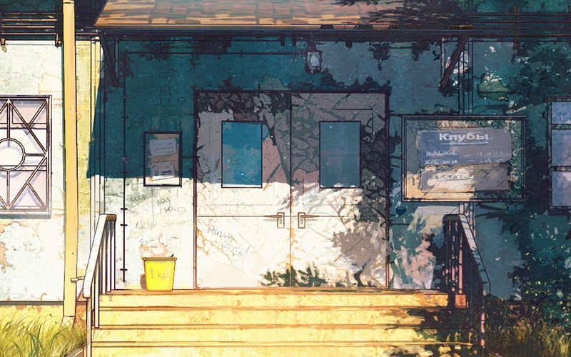 architecture, doorway, chebynkin, day, weathered, outdoors, closed, ruined, building, illustration, entrance, wood, arseniy, house, text, built structure