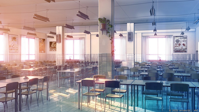room, artwork, sunlight, ArseniXC, 720P, canteens, table, anime, chair, Everlasting Summer