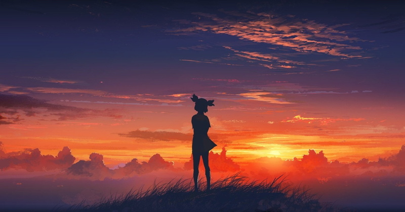 Lena (character), Everlasting Summer, anime, Anime Girls, 720P, sunset