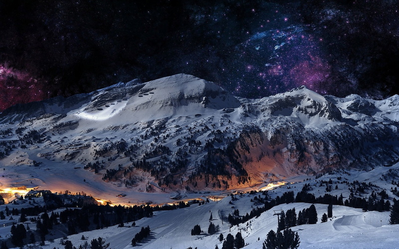 space, nature, scenics - nature, landscape, no people, digital, star - space, winter, beauty in nature, night, mountain, non-urban scene, snowcapped mountain
