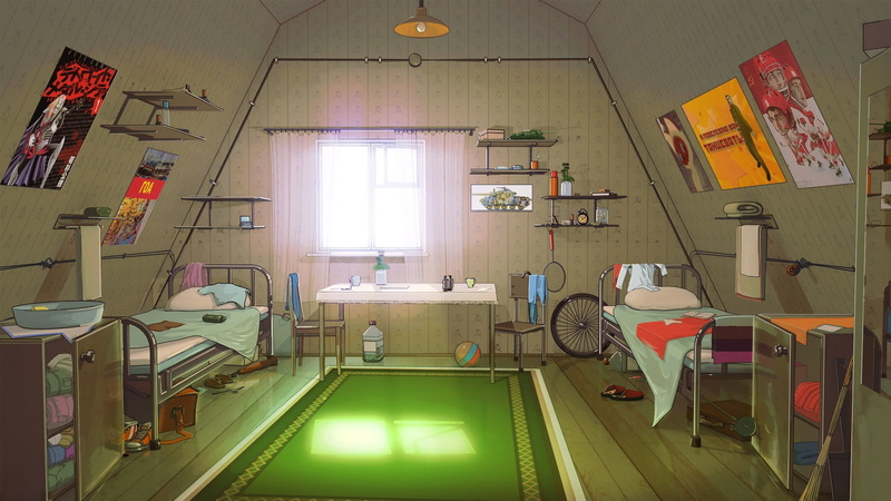 domestic room, illustration, absence, lens flare, technology, set, lighting equipment, bicycle tires, bed, glowing, light, no people, Everlasting Summer
