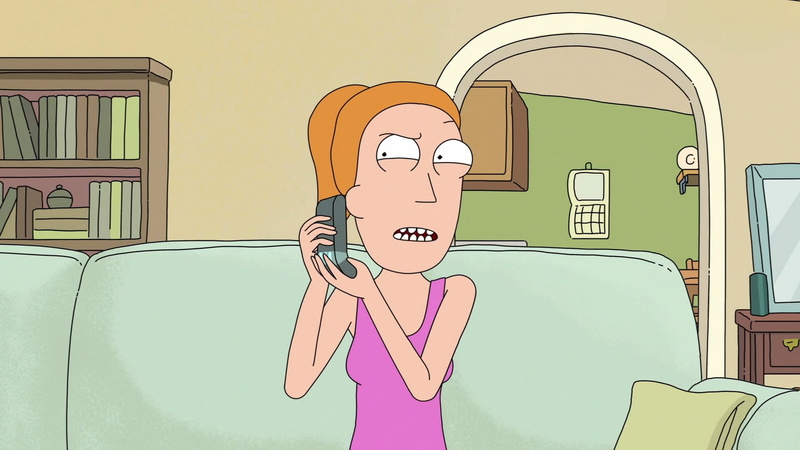technology, Rick and Morty, dress, Summer Smith, communication, leisure activity, Adult Swim, real people, females, painting, woman, pink, cartoon, domestic room
