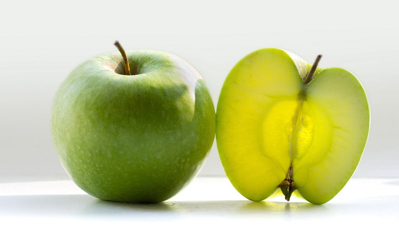 gourmet, 720P, no People, white, ripe, backgrounds, sweet Food, vitamin, healthy Eating, dieting, green, plant stem, granny Smith Apple, vegetarian Food