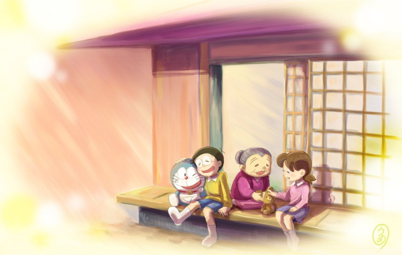 family, females, offspring, sitting, Doraemon, sibling, childhood, sister, leisure activity, child, pre-adolescent child, group of people, 720P, mother