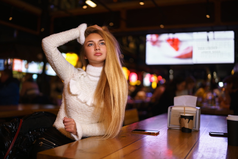 blonde, 1080P, model, Ivan Lebedev, long hair, women indoors, women, arms up