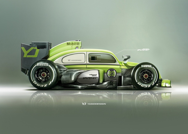 Pirelli, car, 1080P, Formula 1, YASIDDESIGN, Volkswagen Beetle, render, volkswagen, artwork, Mobil 1, race cars